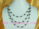 7-8mm black potato freshwater pearl necklace
